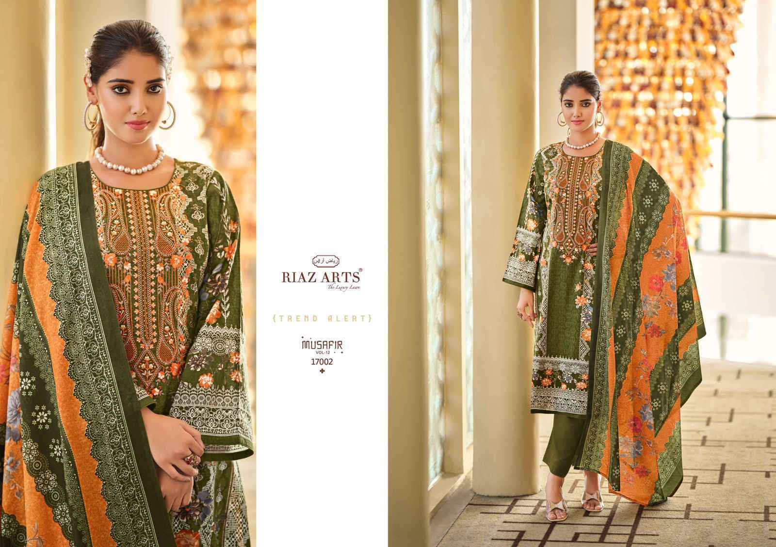 Riaz Arts Musafir Vol-12 Lawn Cotton Dress Material (8 pcs Catalogue)