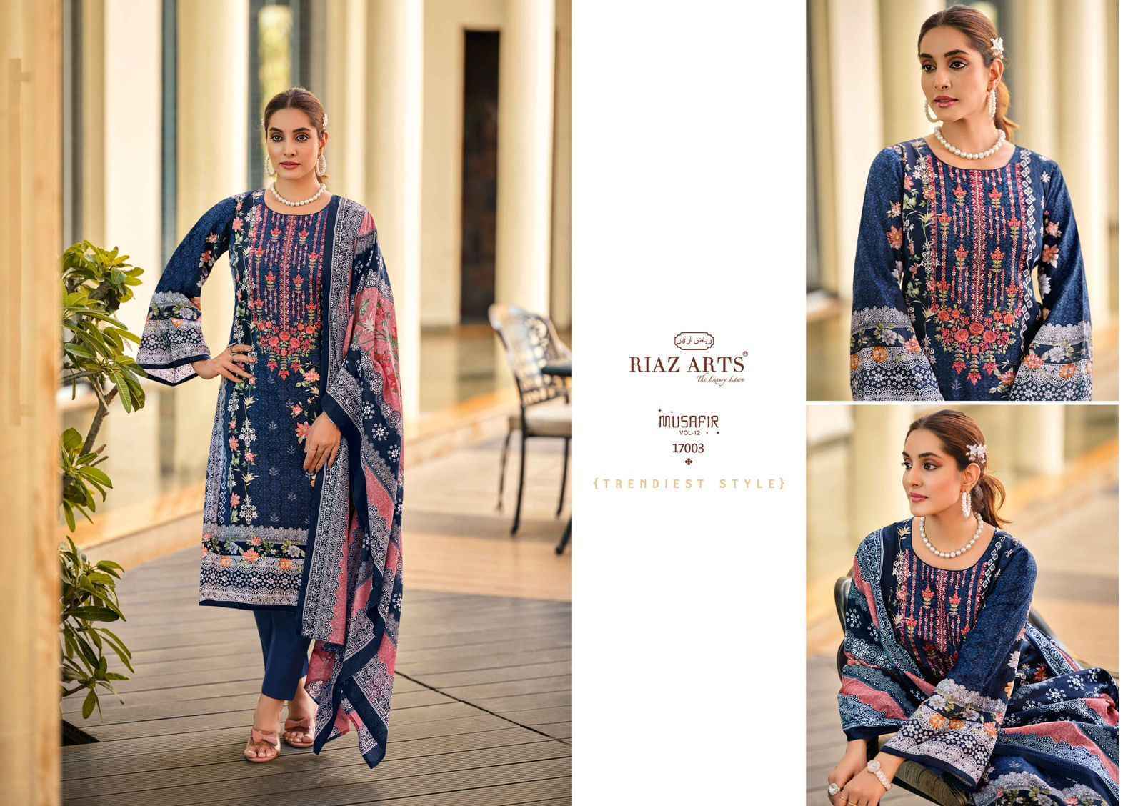 Riaz Arts Musafir Vol-12 Lawn Cotton Dress Material (8 pcs Catalogue)