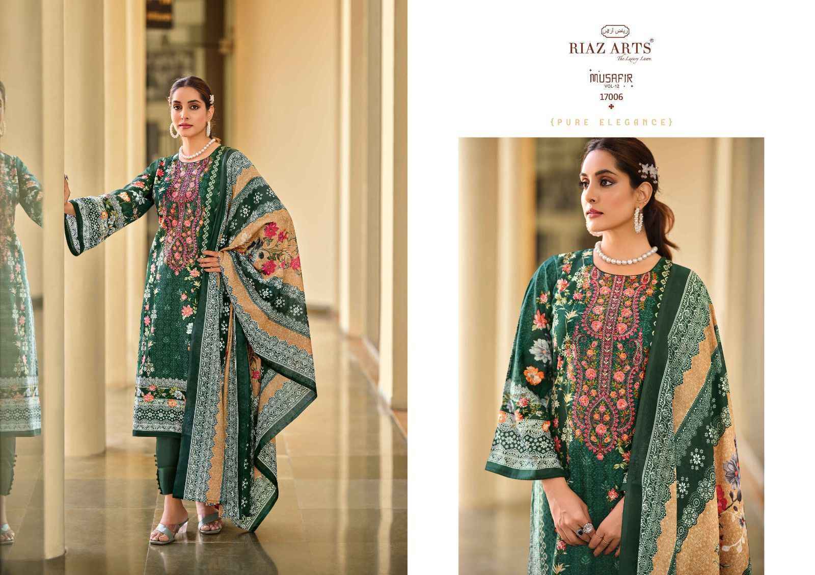 Riaz Arts Musafir Vol-12 Lawn Cotton Dress Material (8 pcs Catalogue)