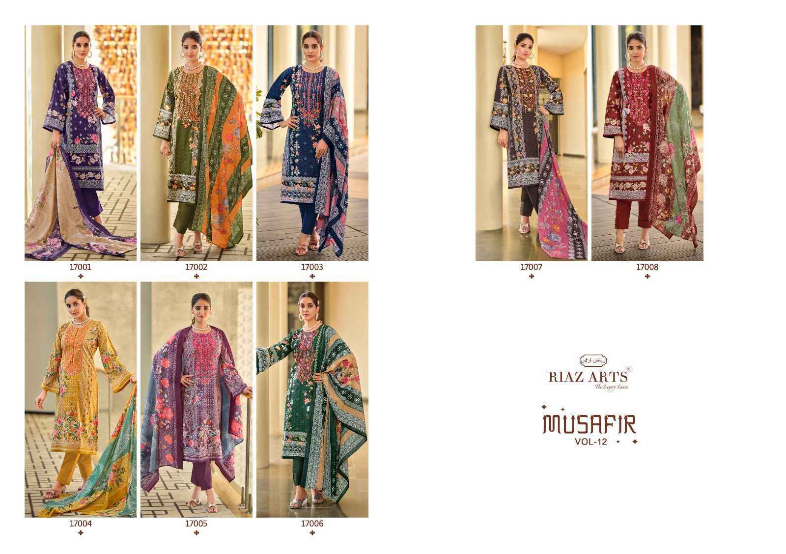 Riaz Arts Musafir Vol-12 Lawn Cotton Dress Material (8 pcs Catalogue)