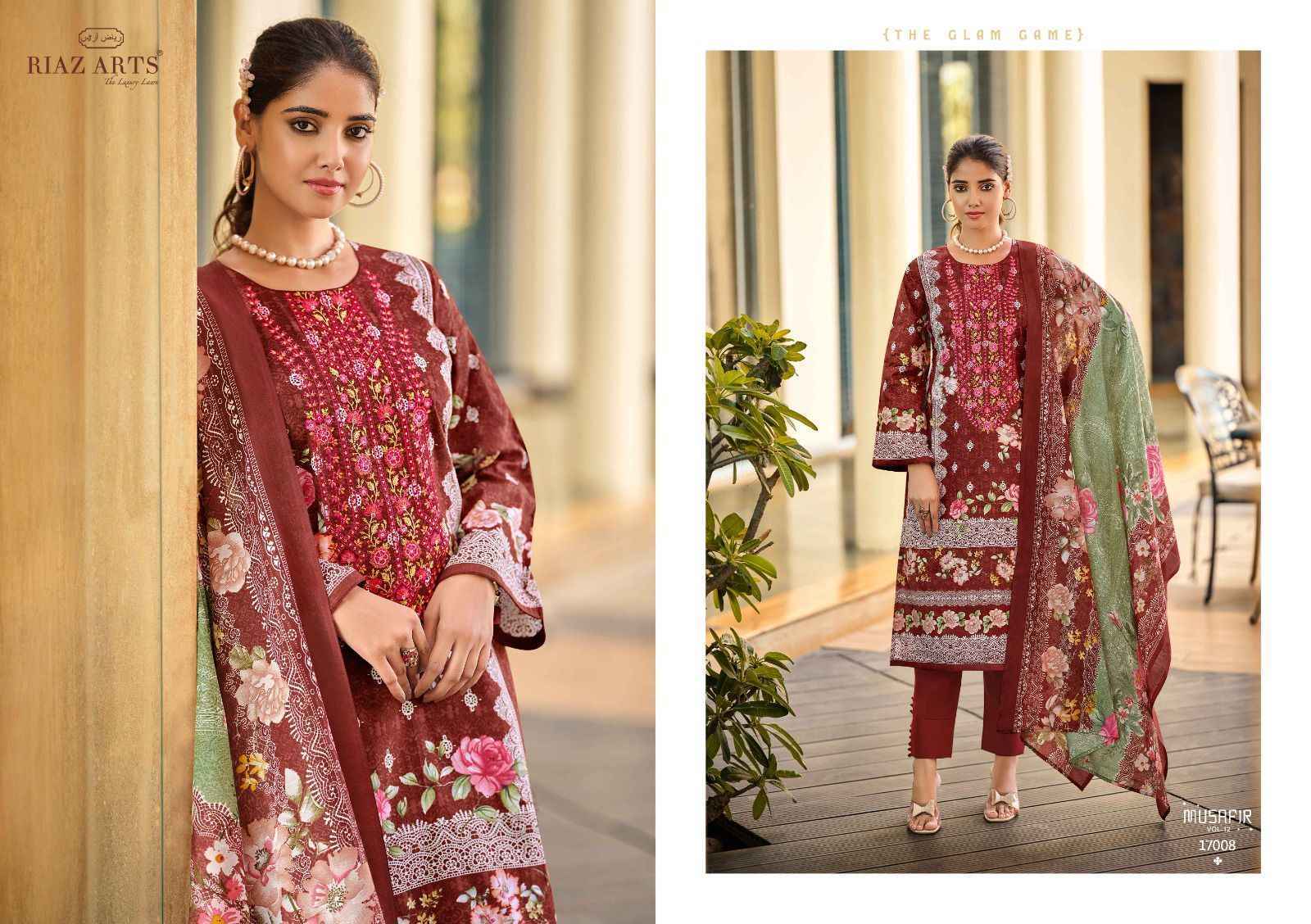 Riaz Arts Musafir Vol-12 Lawn Cotton Dress Material (8 pcs Catalogue)