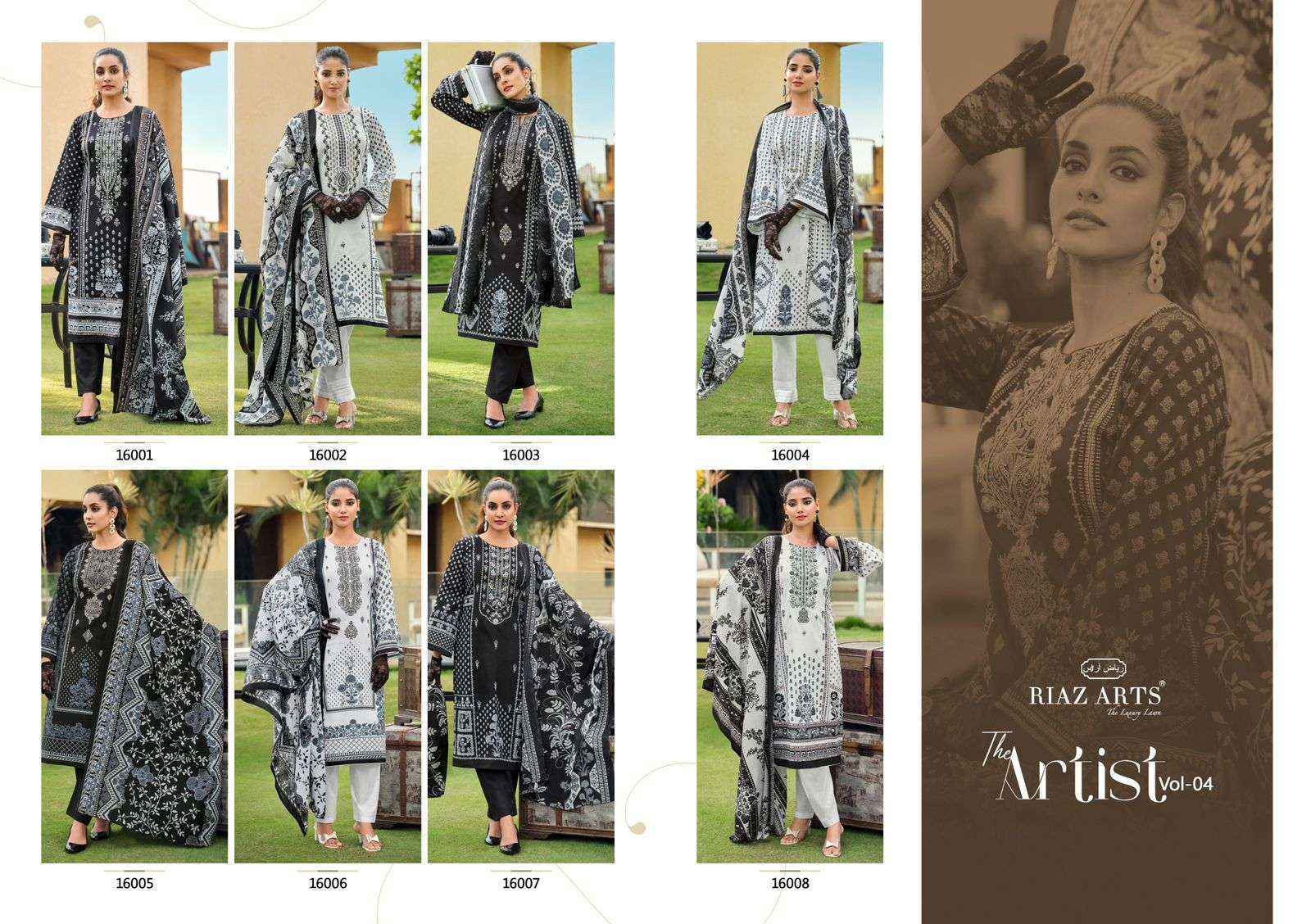 Riaz Arts The Artist Vol-4 Lawn Cotton Dress Material (8 pcs Catalogue)