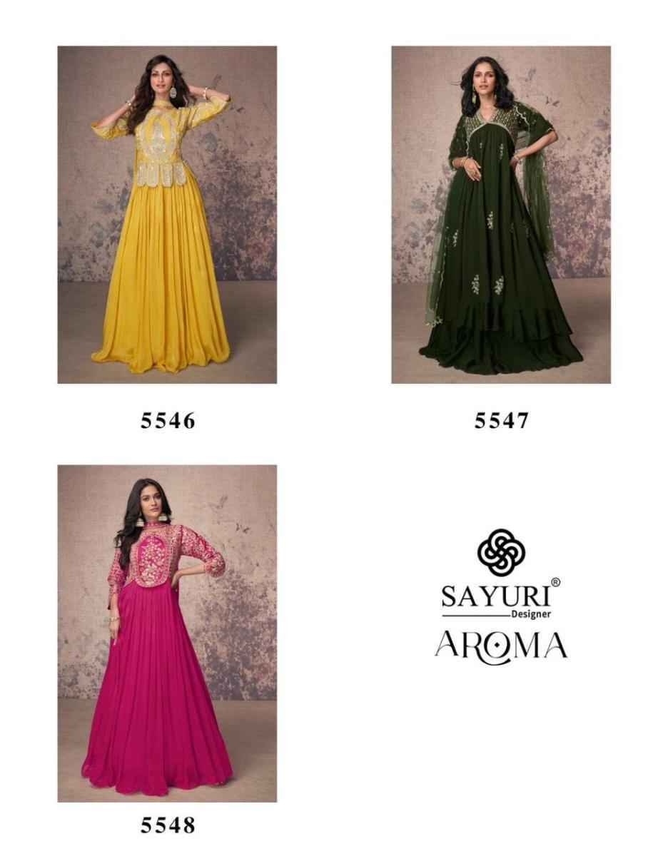 Sayuri Designer Aroma Chinon Readymade Dress (3 pcs Catalogue)