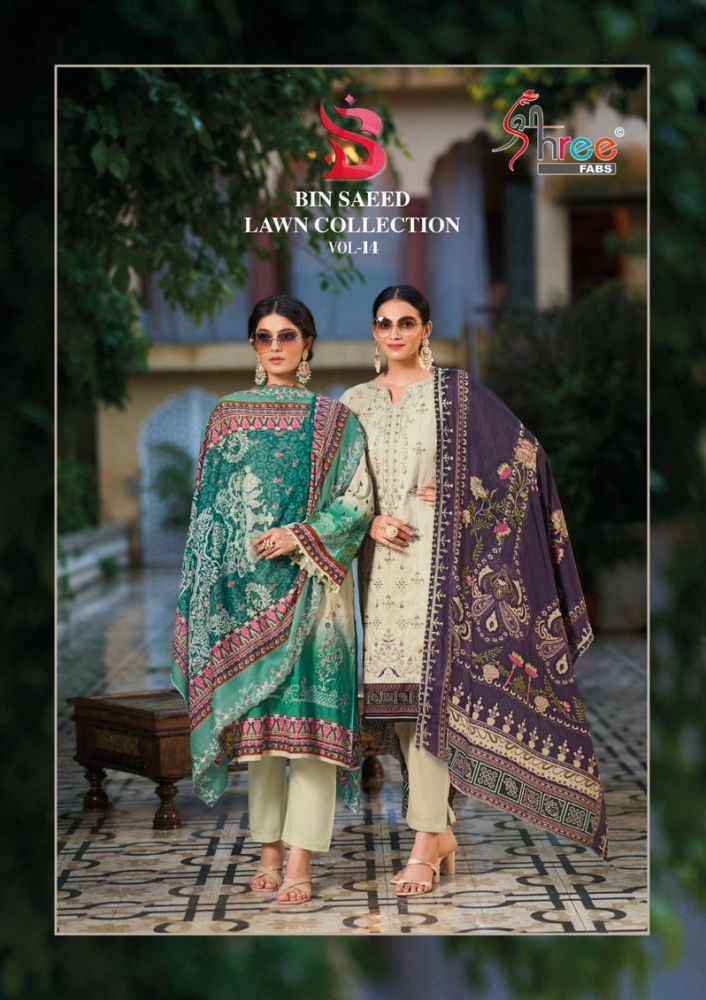 Shree Fabs Bin Saeed Lawn Collection Vol-14 Cotton Dress Material (7 pcs Catalogue)