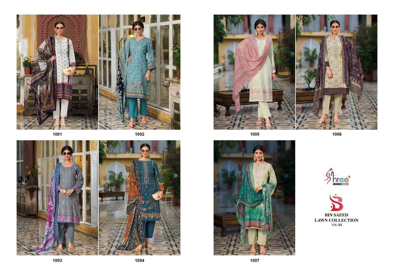 Shree Fabs Bin Saeed Lawn Collection Vol-14 Cotton Dress Material (7 pcs Catalogue)