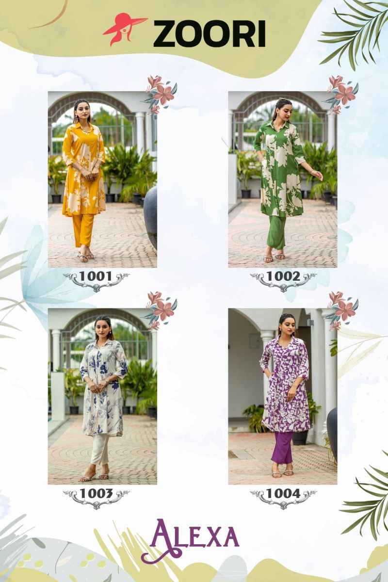 Zoori Alexa Rayon Co Ord Set (4 pcs Catalogue)