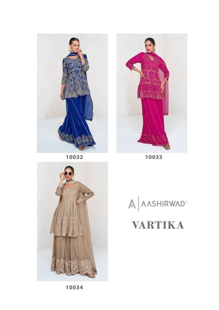 Aashirwad Creation Vartika Readymade Georgette Dress 3 pcs Catalogue