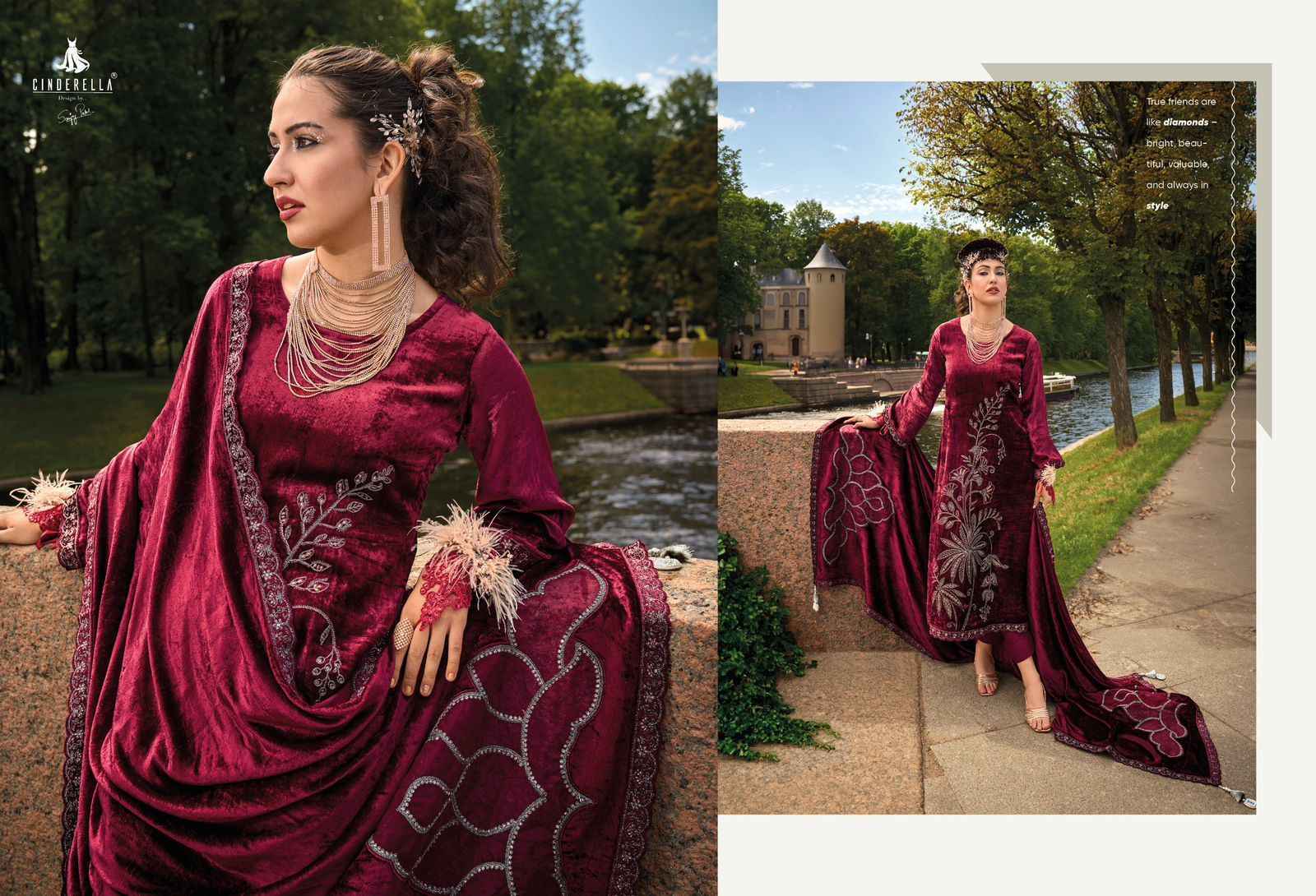 Cindrella Moscow Story Velvet Dress Material 6 pcs Catalogue