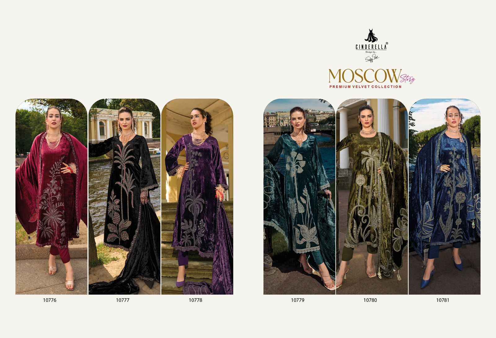 Cindrella Moscow Story Velvet Dress Material 6 pcs Catalogue