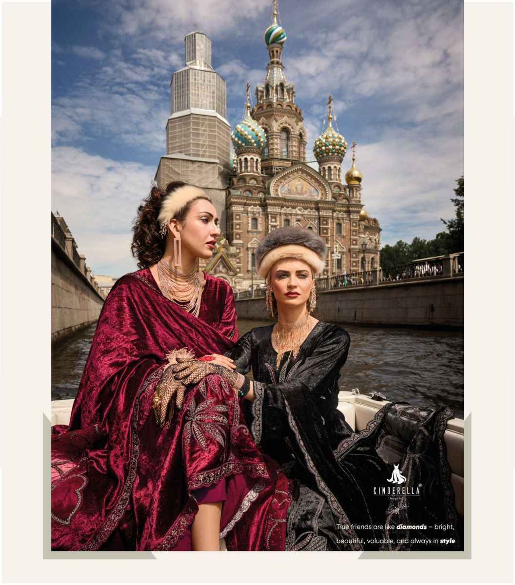 Cindrella Moscow Story Velvet Dress Material 6 pcs Catalogue