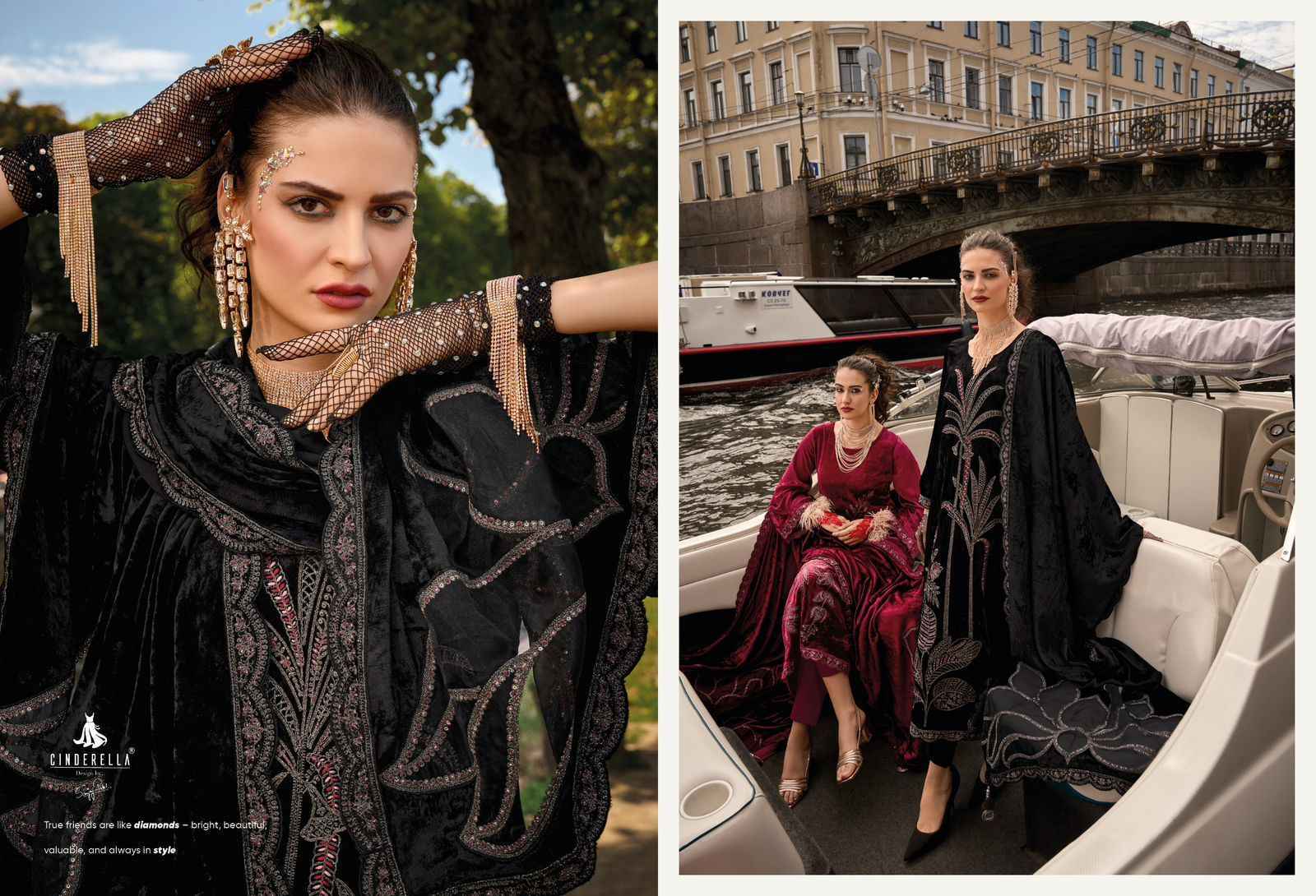 Cindrella Moscow Story Velvet Dress Material 6 pcs Catalogue