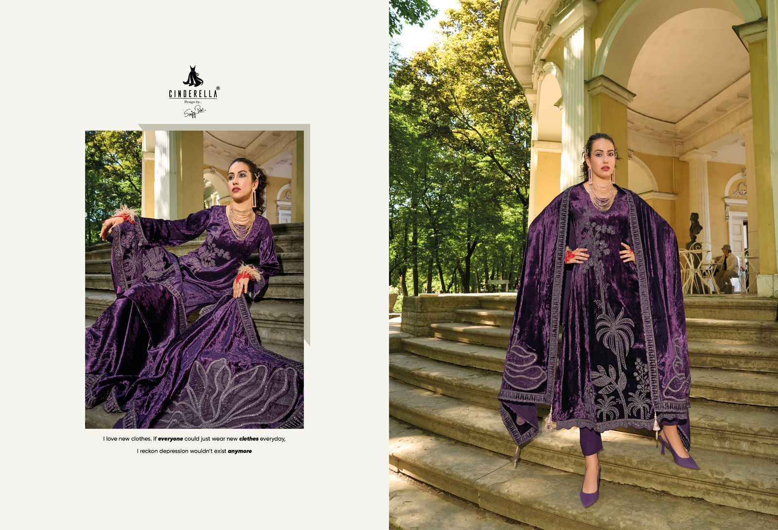 Cindrella Moscow Story Velvet Dress Material 6 pcs Catalogue