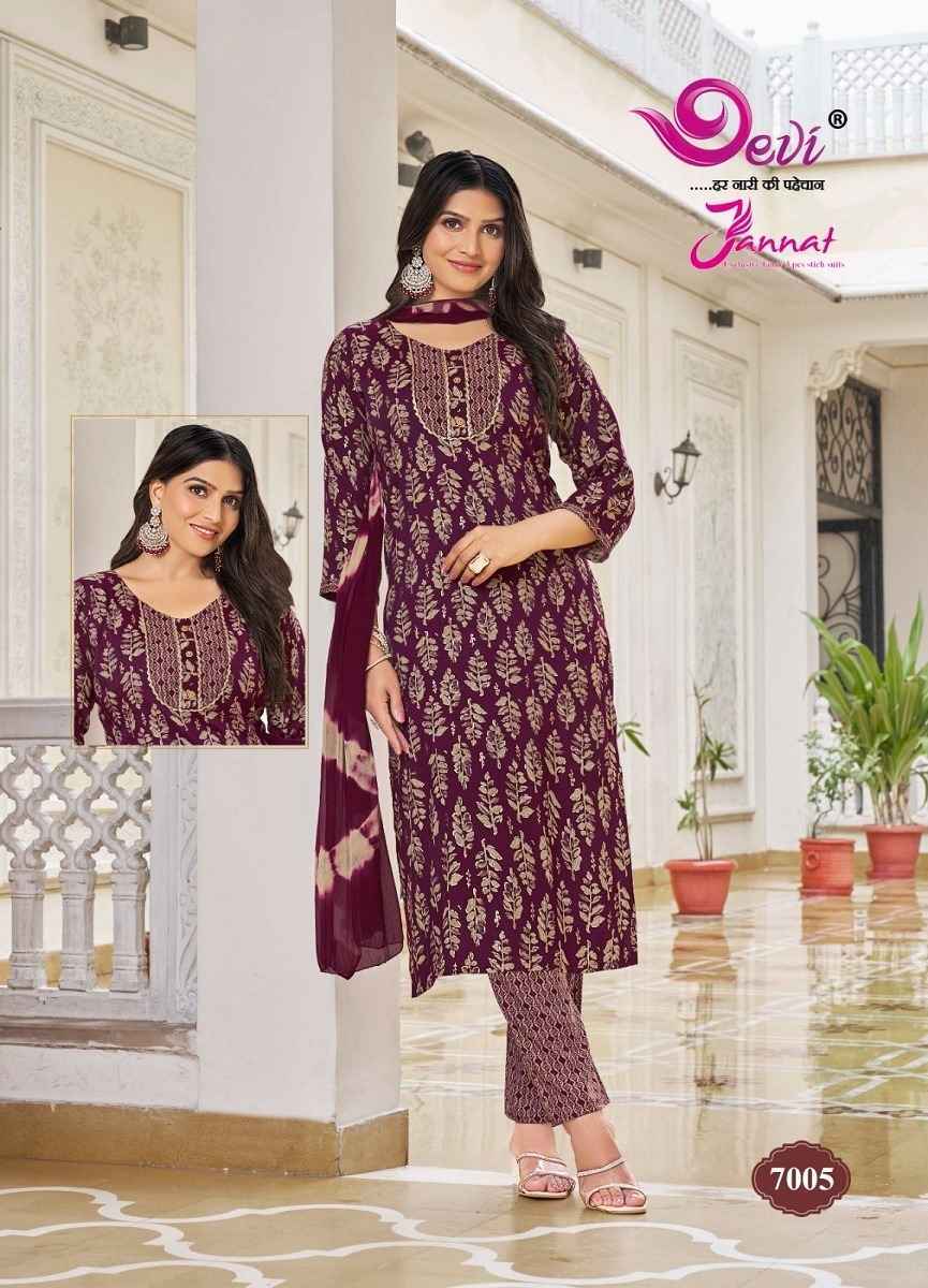 Devi Jannat Vol 7 Rayon Readymade Suit 8 pcs Catalogue