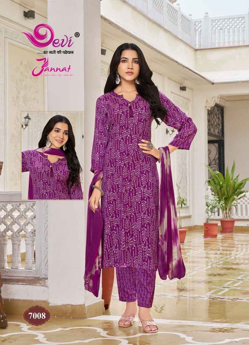 Devi Jannat Vol 7 Rayon Readymade Suit 8 pcs Catalogue