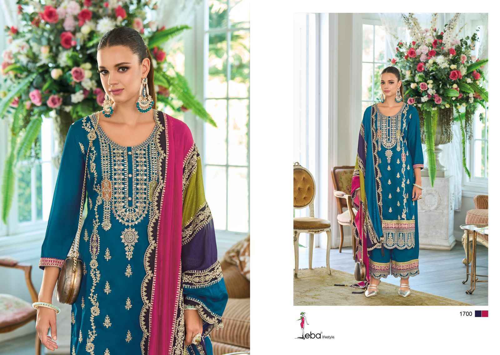 Eba Lifestyle Rayana Readymade Chinon Dress 4 pcs Catalogue