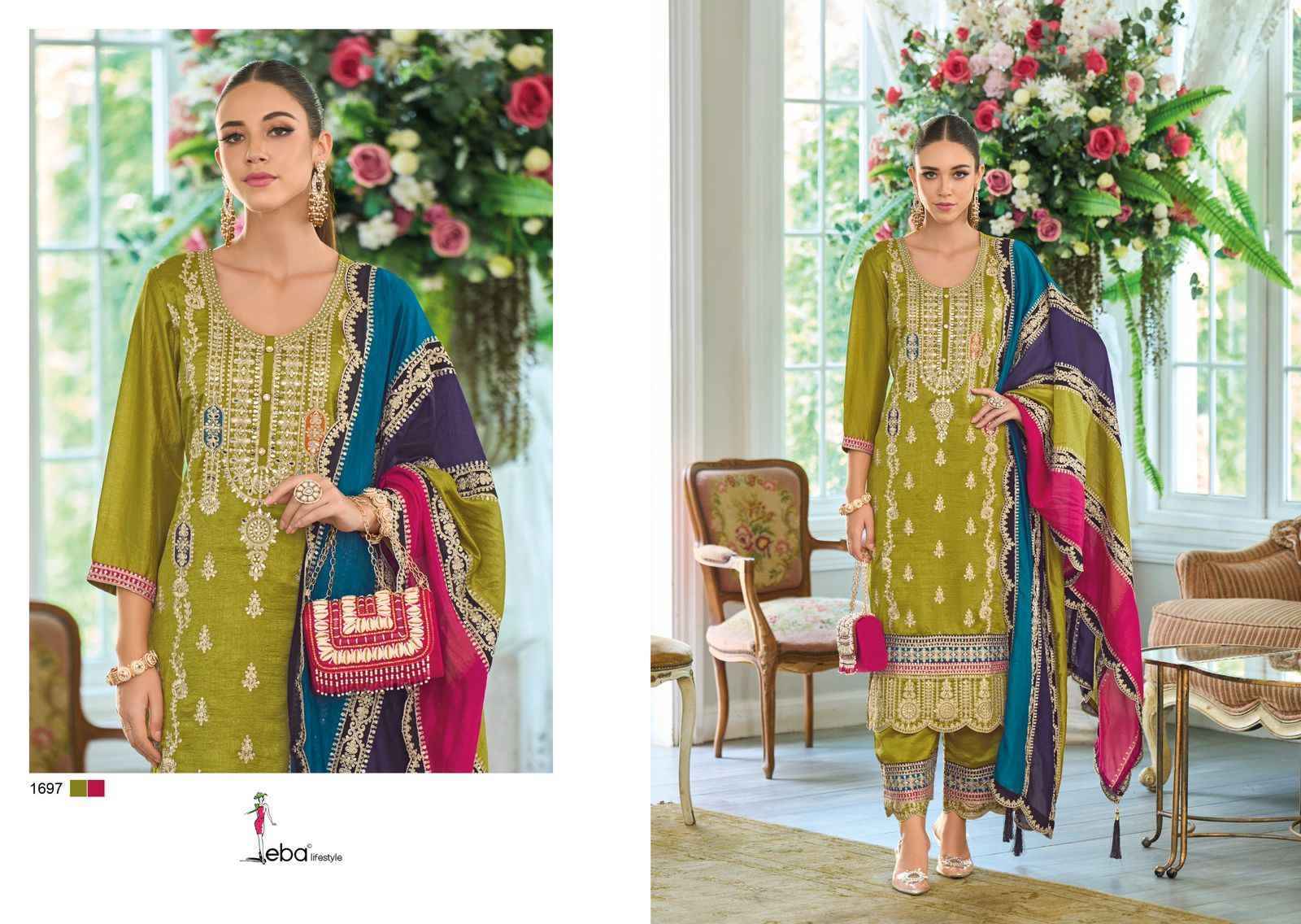 Eba Lifestyle Rayana Readymade Chinon Dress 4 pcs Catalogue