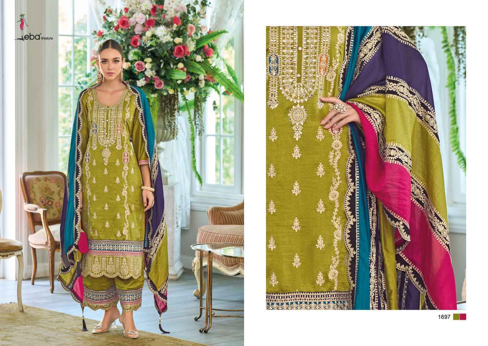 Eba Lifestyle Rayana Readymade Chinon Dress 4 pcs Catalogue