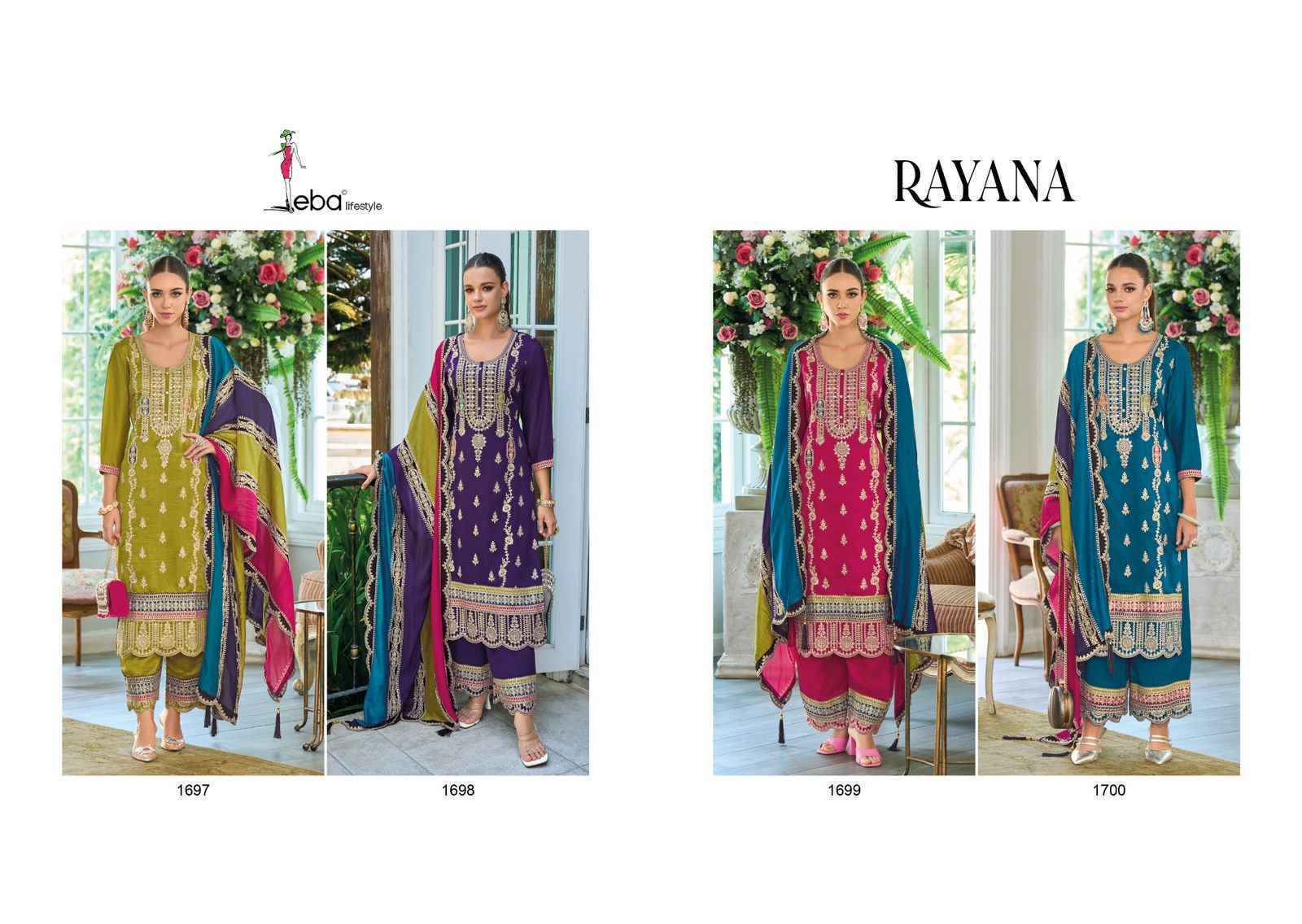 Eba Lifestyle Rayana Readymade Chinon Dress 4 pcs Catalogue