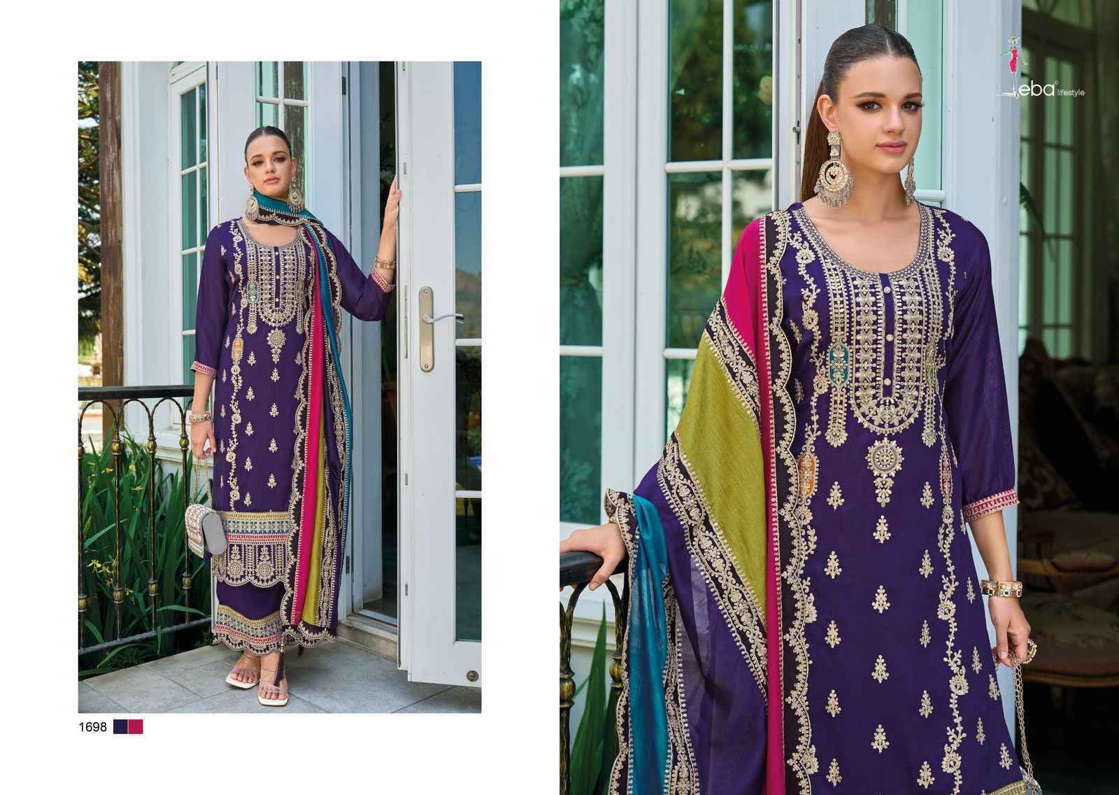 Eba Lifestyle Rayana Readymade Chinon Dress 4 pcs Catalogue