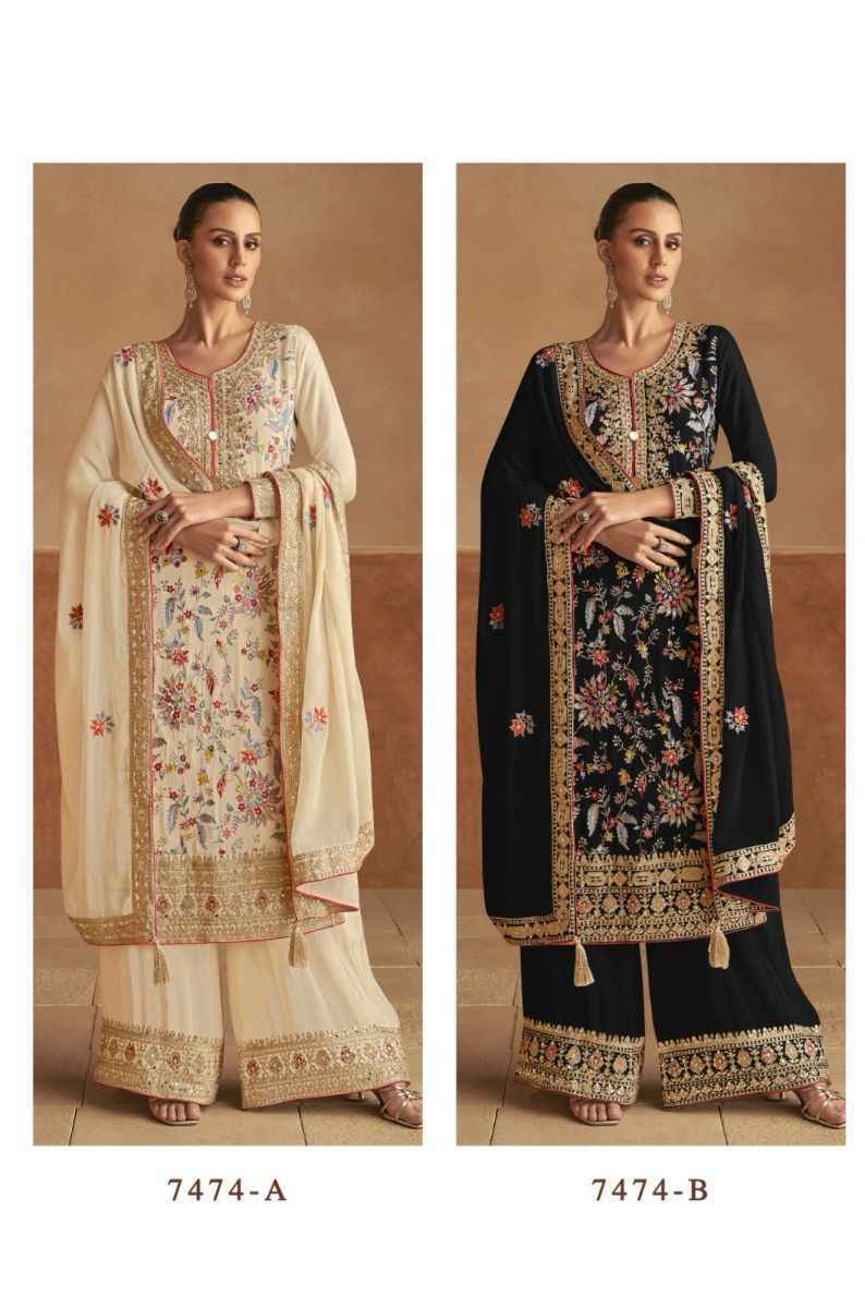 Gulkayra Designer Lahza Readymade Real Chinon Dress 2 pcs Catalogue