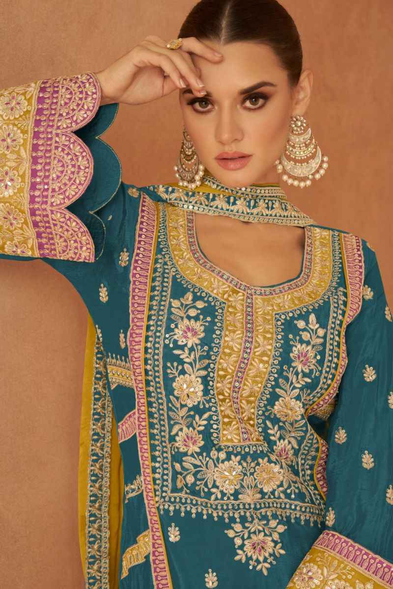 Gulkayra Designer Pari Readymade Real Chinon Dress 3 pcs Catalogue