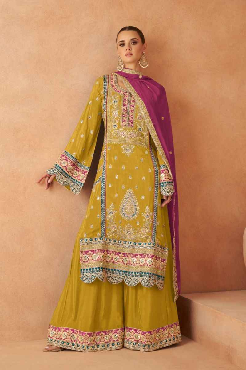 Gulkayra Designer Pari Readymade Real Chinon Dress 3 pcs Catalogue