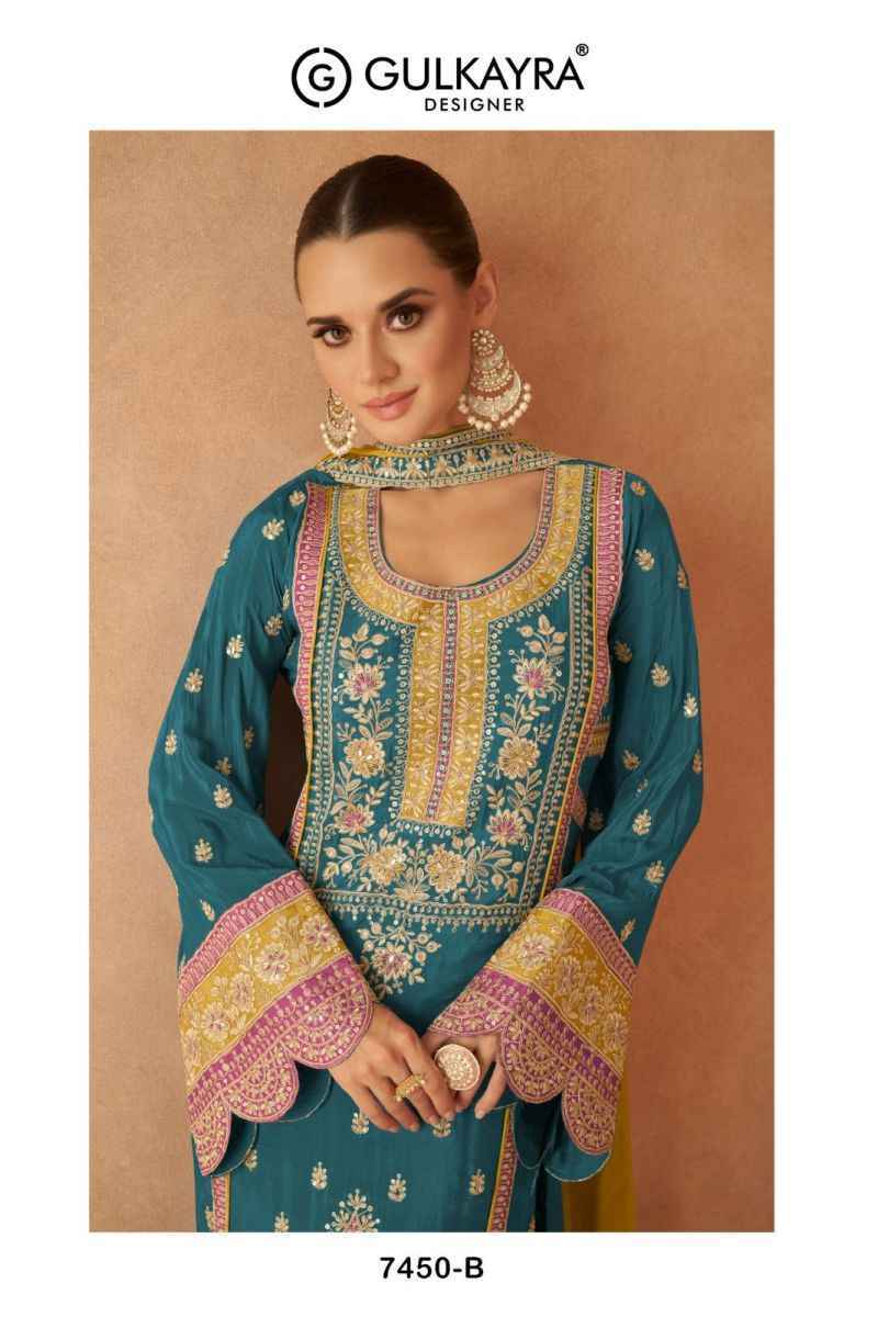 Gulkayra Designer Pari Readymade Real Chinon Dress 3 pcs Catalogue