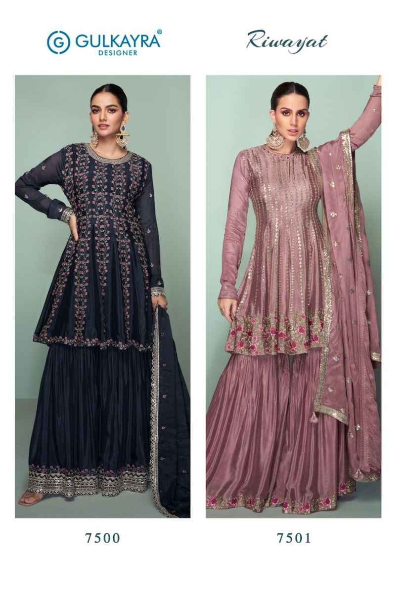 Gulkayra Designer Riwayat Real Chinon Readymade Suit (2 Pc Catalouge)