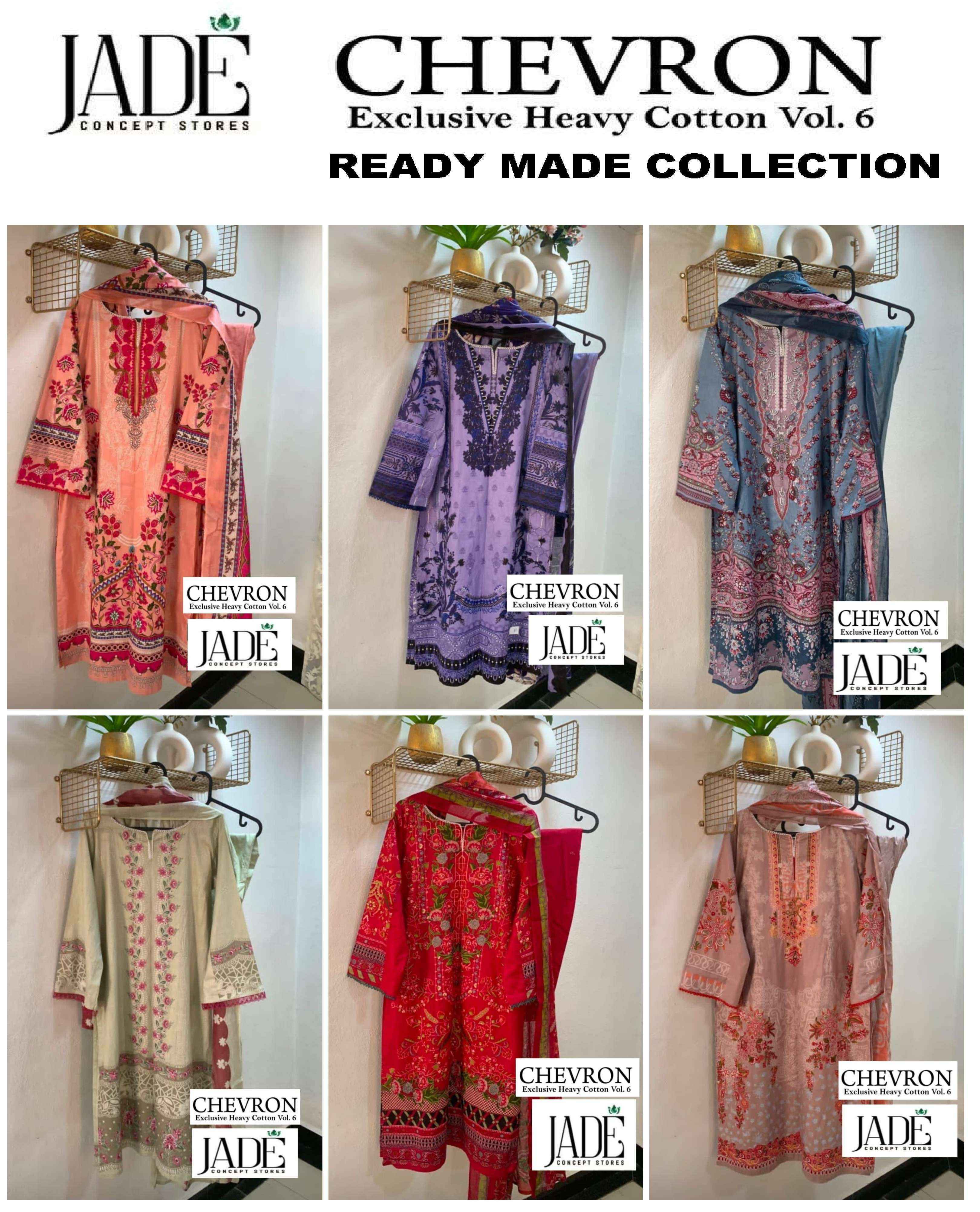 Jade Chevron Exclusive Heavy Cotton Vol-6 Rweadymade Suit (6 Pc Catalog)