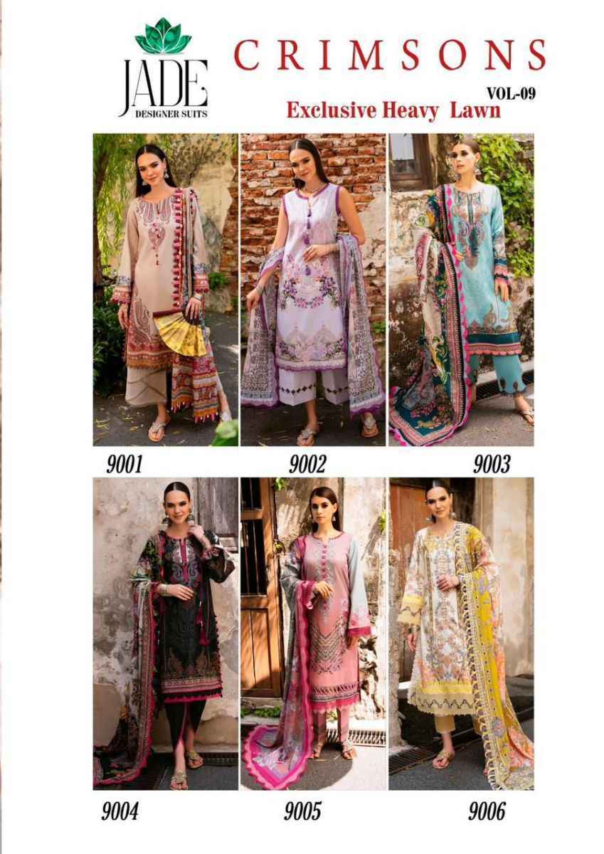 Jade Crimson Exclusive Heavy Lawn Collection Vol-9 Cotton Dress Material (6 pc Cataloge)