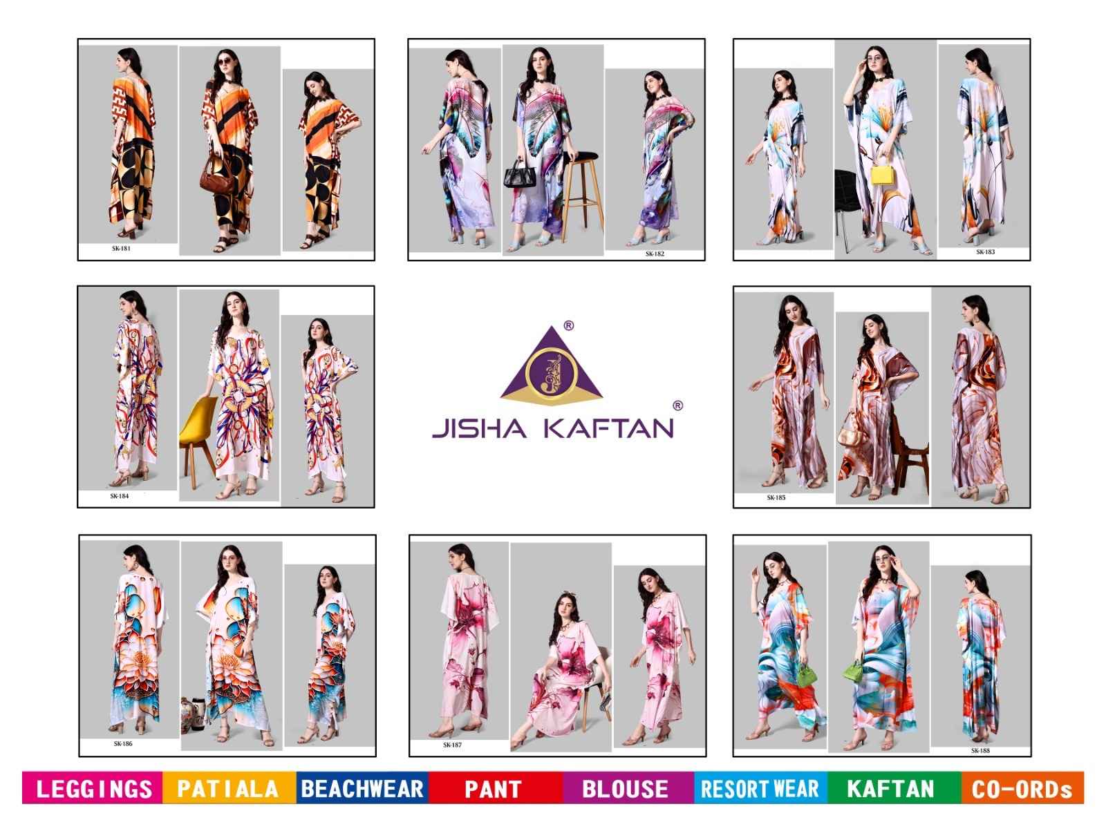 Jisha Silk Kaftan Vol-11 Kaftan Western Collection (08 pcs Cataloge)