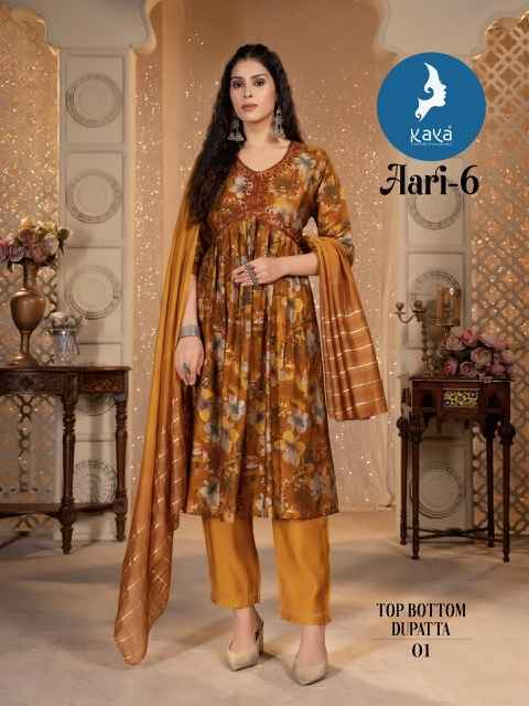 Kaya Aari Vol-6 Chanderi Modal Readymade Suit (8 pcs Catalogue)