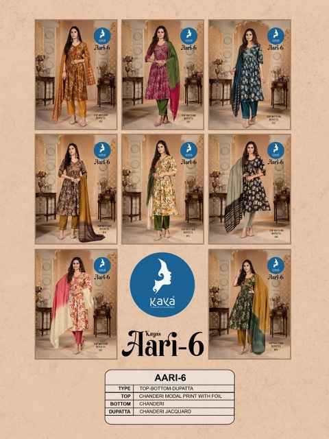 Kaya Aari Vol-6 Chanderi Modal Readymade Suit (8 pcs Catalogue)