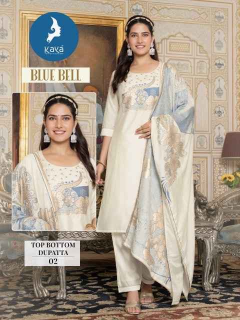 Kaya Blue Bell Viscose Chanderi Readymade Suit (6 pcs Catalogue)