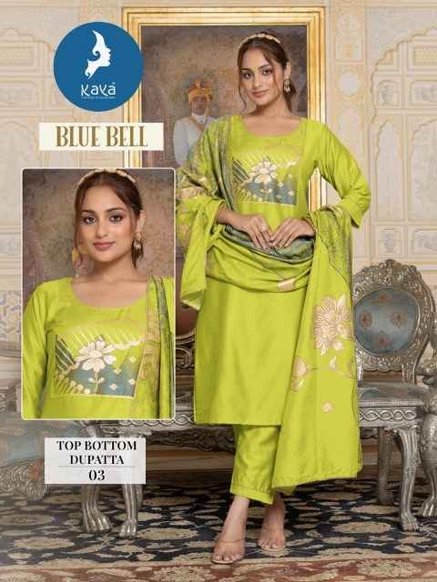 Kaya Blue Bell Viscose Chanderi Readymade Suit (6 pcs Catalogue)