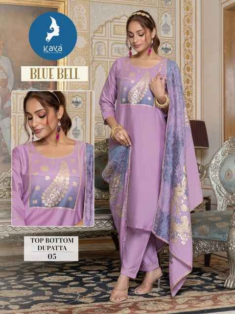 Kaya Blue Bell Viscose Chanderi Readymade Suit (6 pcs Catalogue)