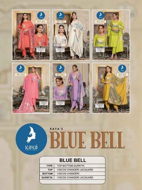 Kaya Blue Bell Viscose Chanderi Readymade Suit (6 pcs Catalogue)