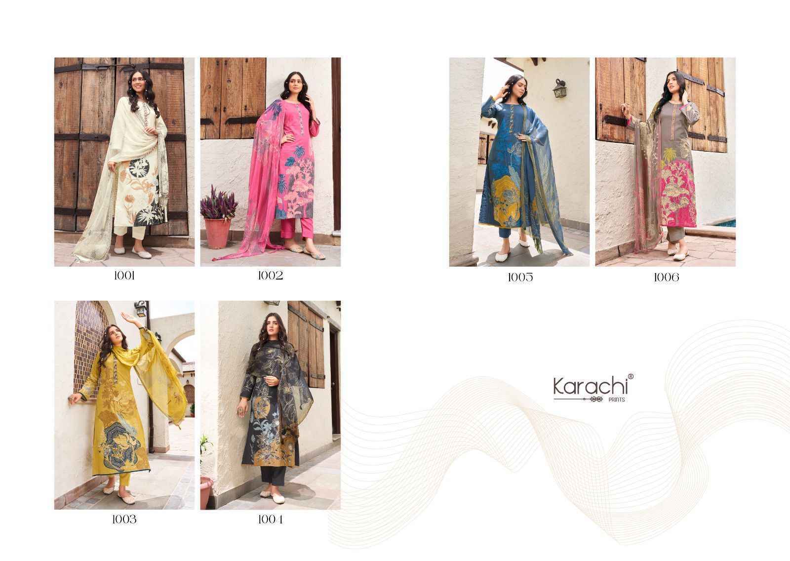 Kesar Karachi Prints Bahara Lawn Dress Material 6 pcs Catalogue