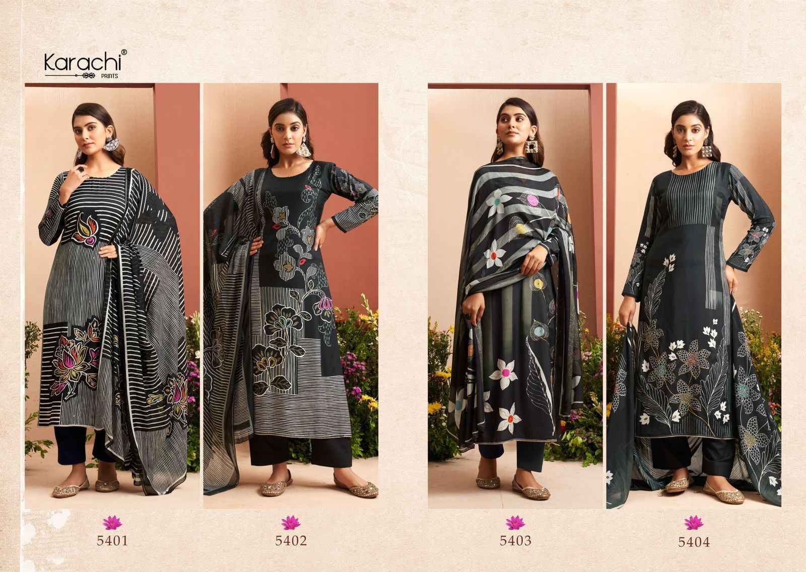 Kesar Karachi Prints Evara Muslin Dress Material (4 pcs Catalogue)