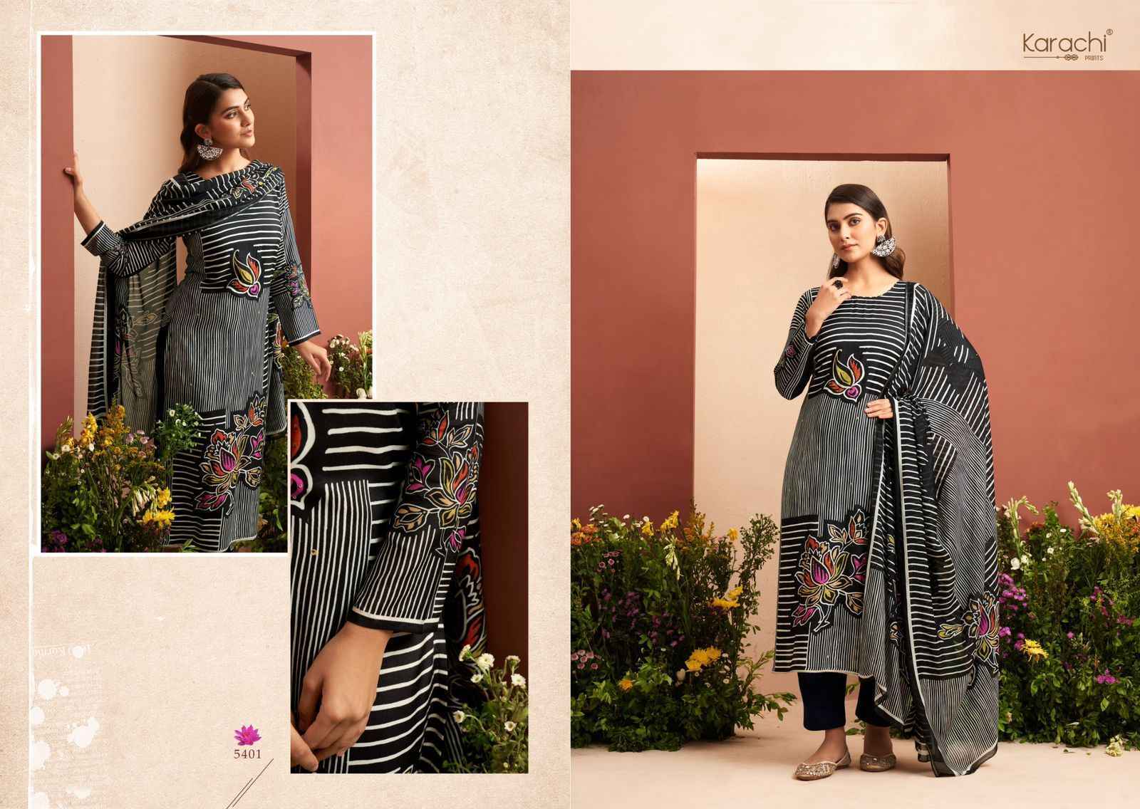 Kesar Karachi Prints Evara Muslin Dress Material (4 pcs Catalogue)