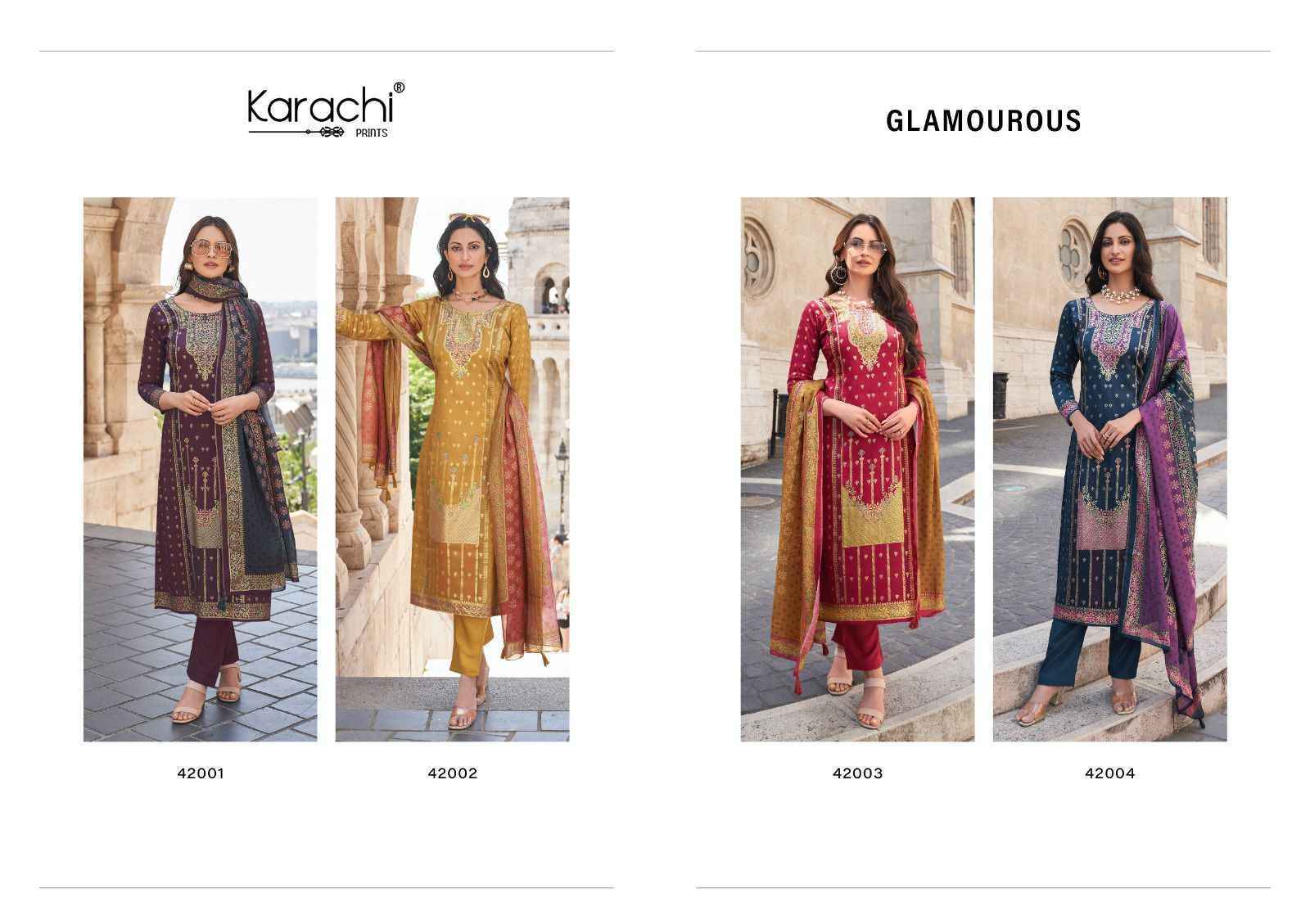 Kesar Karachi Prints Glamaurous Viscose Dress Material (4 pcs Catalogue)