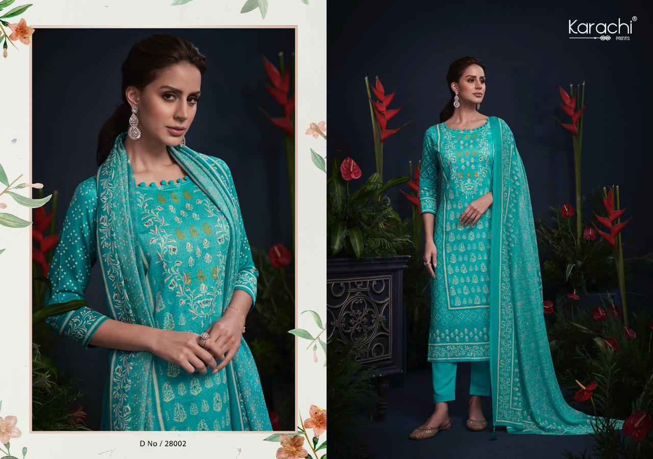 Kesar Karachi Prints Mahroom Viscose Dress Material 6 pcs Catalogue