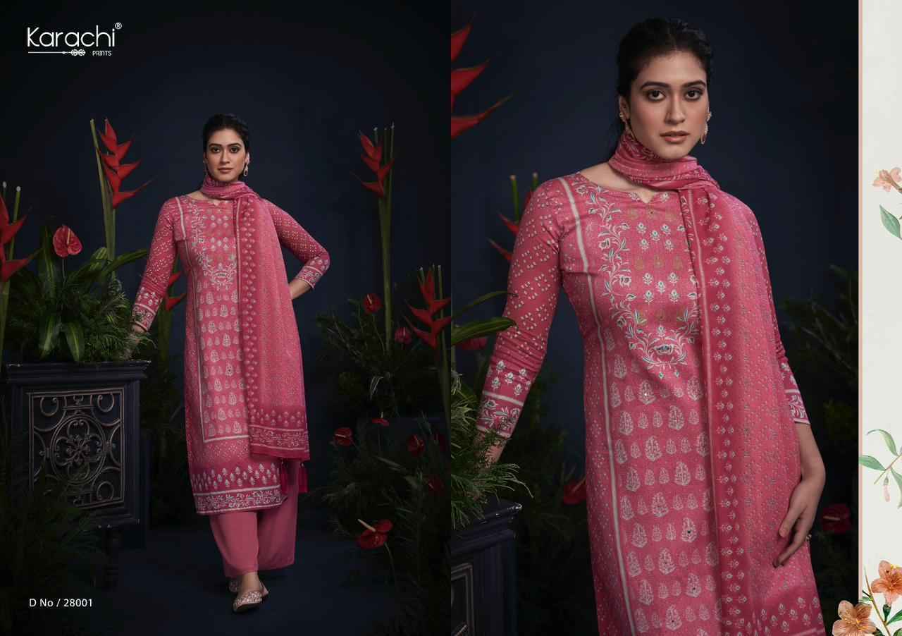 Kesar Karachi Prints Mahroom Viscose Dress Material 6 pcs Catalogue