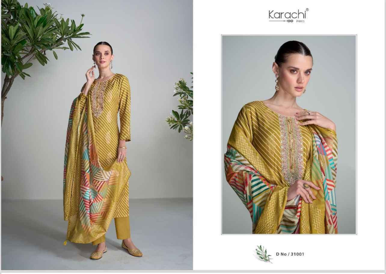 Kesar Karachi Prints Saadgi Muslin Dress Material 4 pcs Catalogue