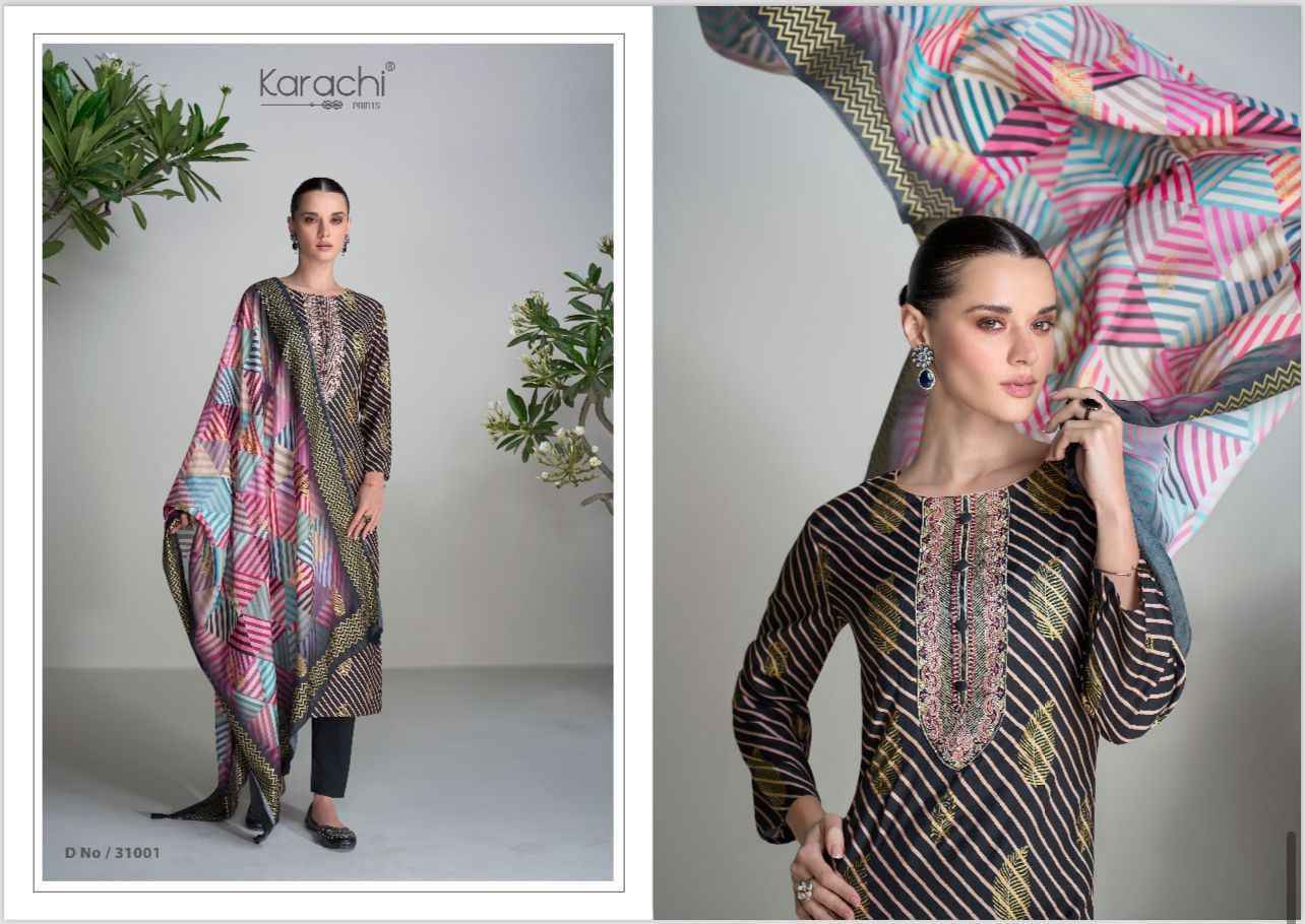 Kesar Karachi Prints Saadgi Muslin Dress Material 4 pcs Catalogue