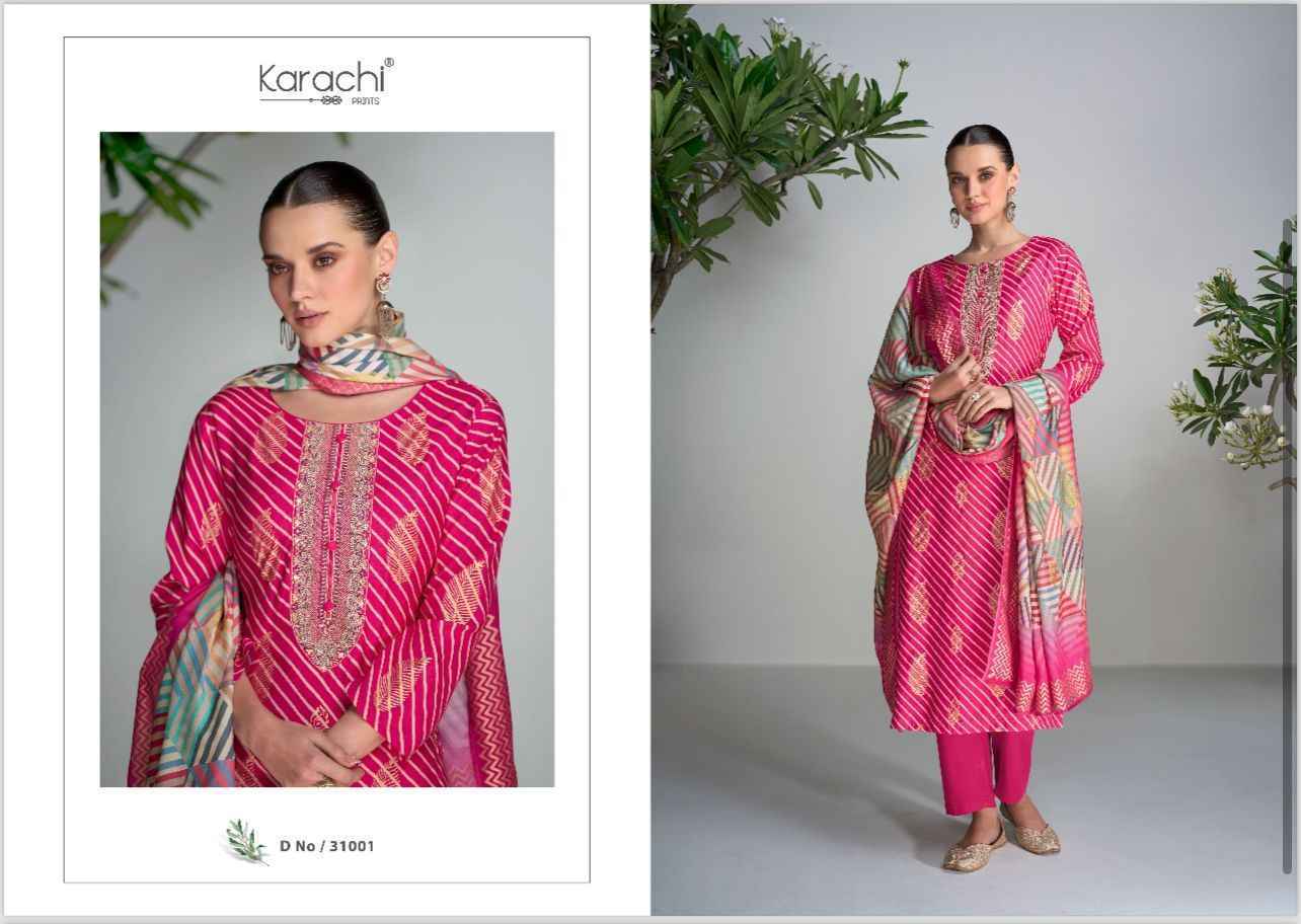 Kesar Karachi Prints Saadgi Muslin Dress Material 4 pcs Catalogue