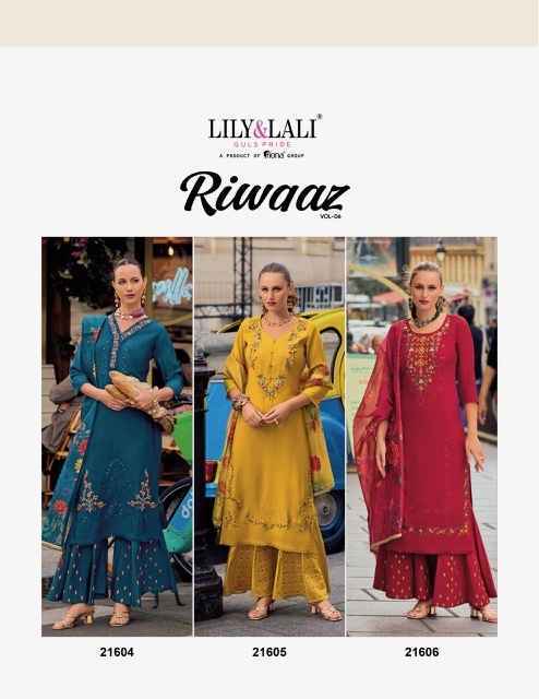 Lily & Lali Riwaaz Vol-6 Silk Readymade Suit (6 pcs Catalogue)