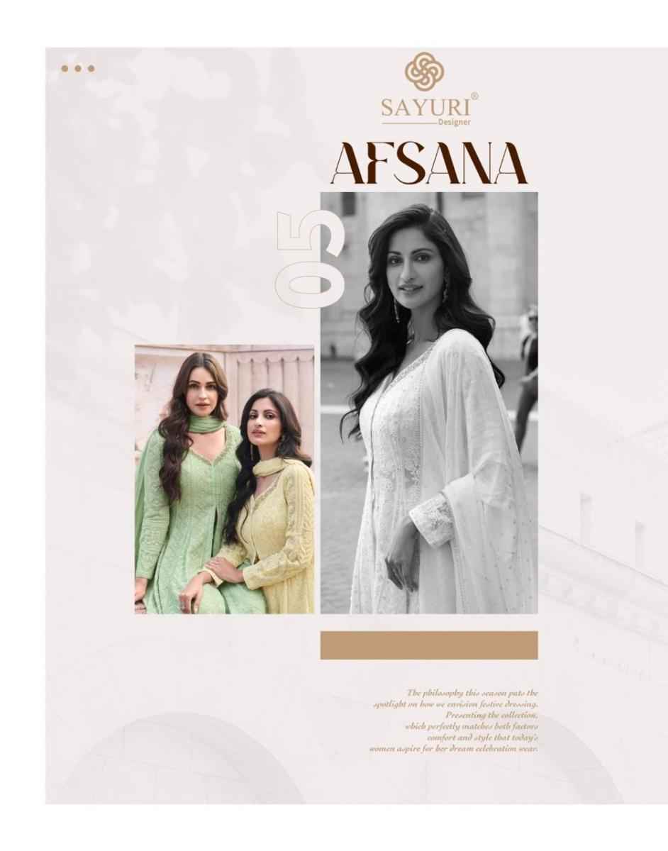 Sayuri Designer Afsana Real Georgette Readymade Dress (3 pcs Catalogue)