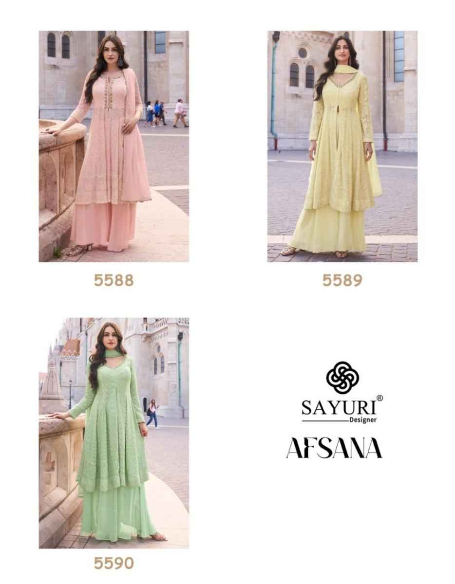 Sayuri Designer Afsana Real Georgette Readymade Dress (3 pcs Catalogue)