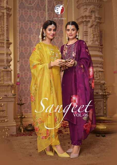 Anju Fab Sangeet Vol-6 Pure Viscose Readymade Suit (6 Pc Catalog)